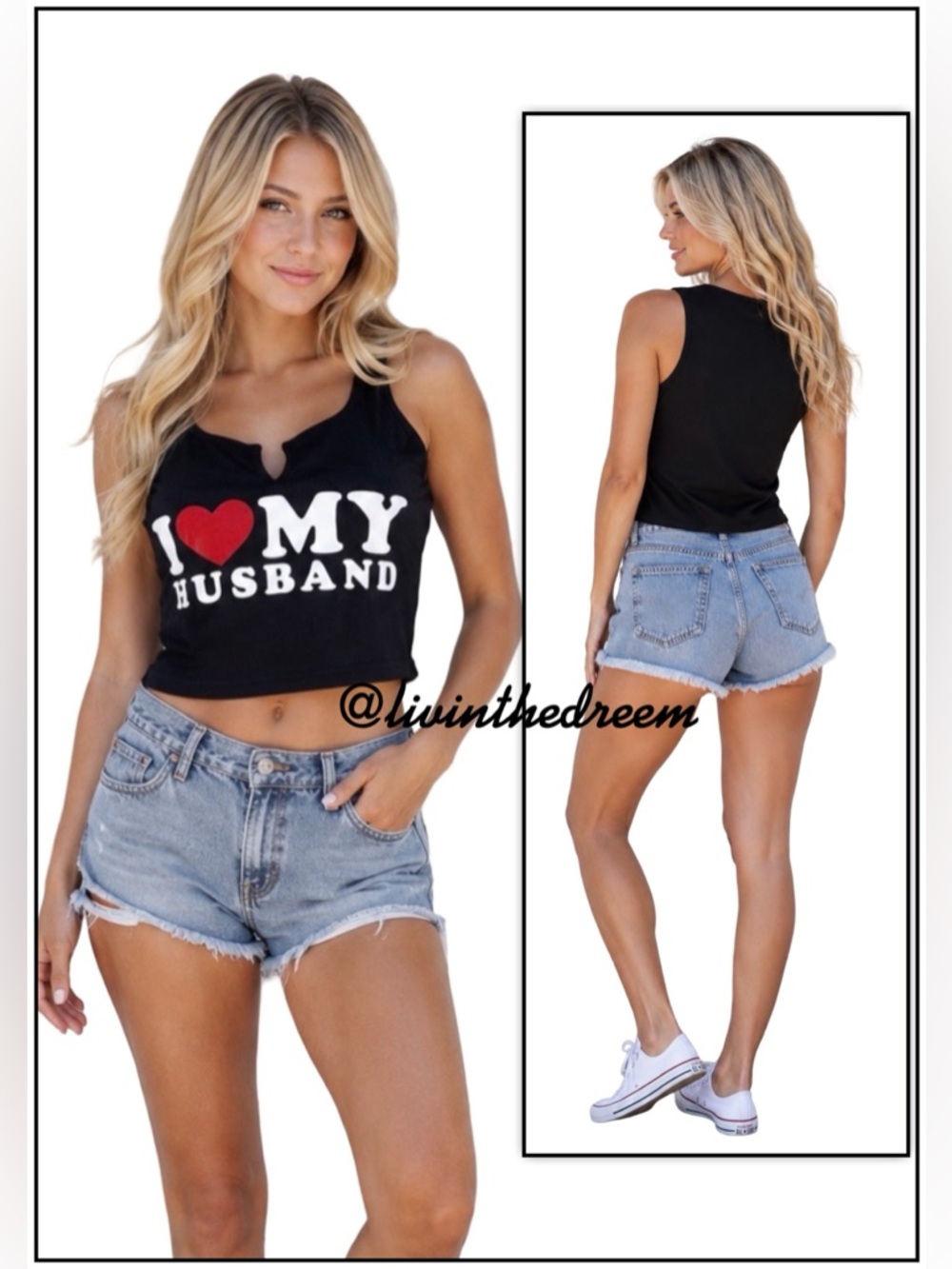 Boutique Black I ❤️ My Husband Cropped Tank SZ M / L / XL $29